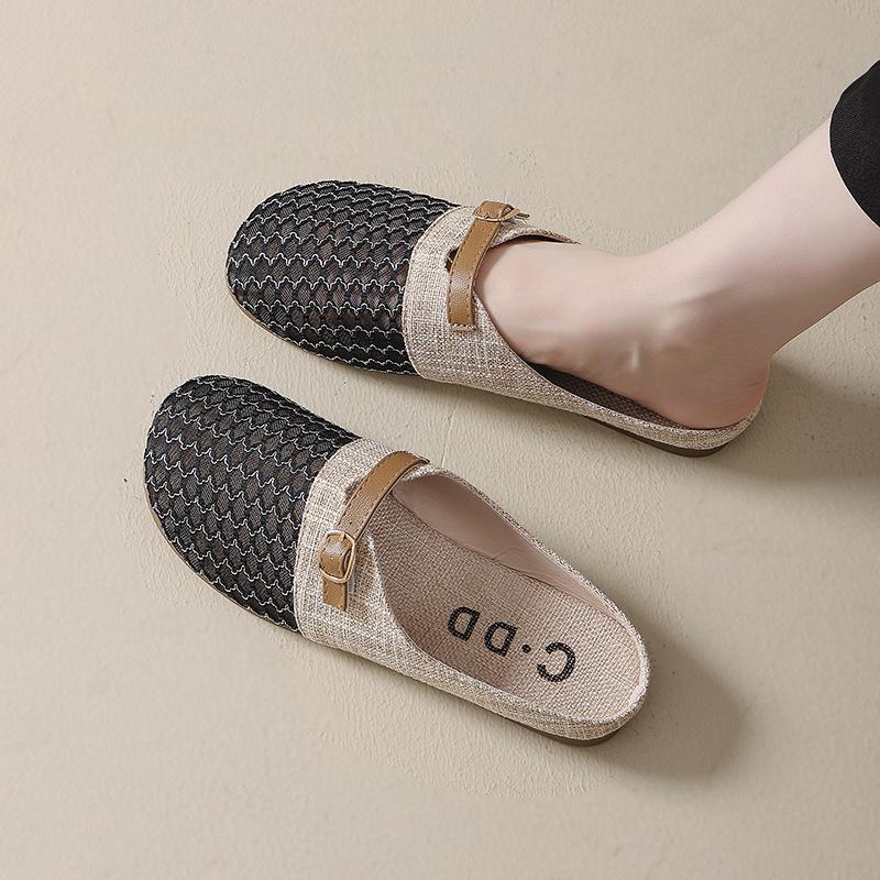 Fisherman shoes, slippers, lazy summer, low-top one-pedal shoes, women's bag head, half summer new models wear flat single shoes, women