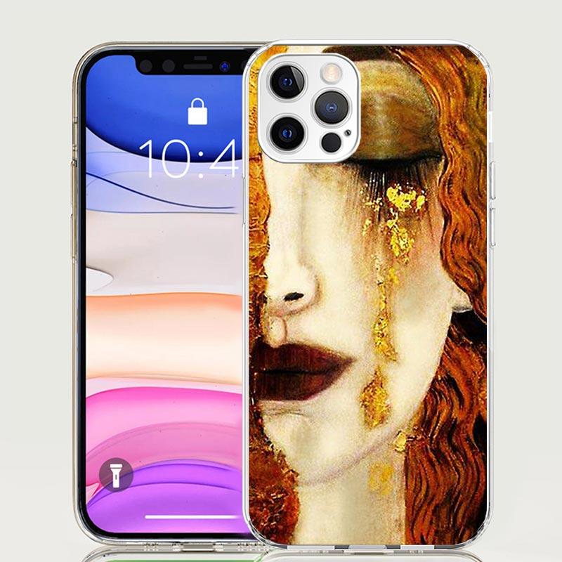 Kiss by Gustav Klimt Desig Case Phone Cover for Apple iphone 16 15 14 13 12 Mini 11 Pro Max 16E X XS XR 7 Plus 8 + SE 2020 Trend