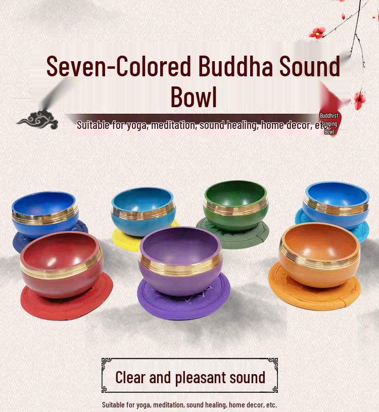 Seven-Color Handmade Singing Bowl for Meditation and Yoga – Nepalese Bronze Chime Bowl
