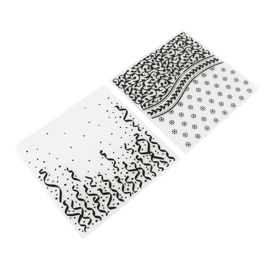 2pcs Embossing Folders Embossed Texture 15.1x15.1cm 5.9x5.9in Decorative Plastic Embossing Stencils for DIY Paper Craft