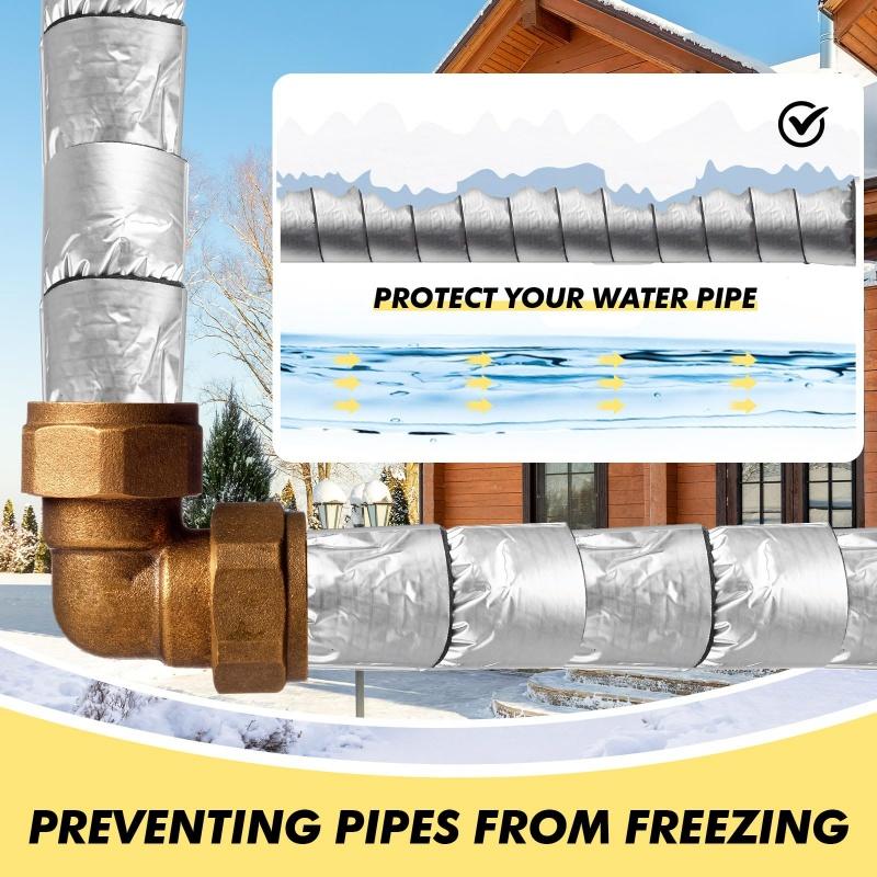 10M/Roll Foiled Fiberglass Pipe Insulation Wrap Winter Exterior Duct Covers Self-adhesive Duct Wrap Insulating Tape,Pipes Freeze