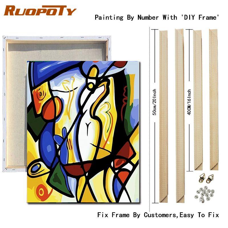 

Ruopoty DIY Рамка Абстрактная живопись Красочная картина маслом DIY Картины по номерам Современная настенная художественная картина ручная роспись для украшения стены 40x50 см