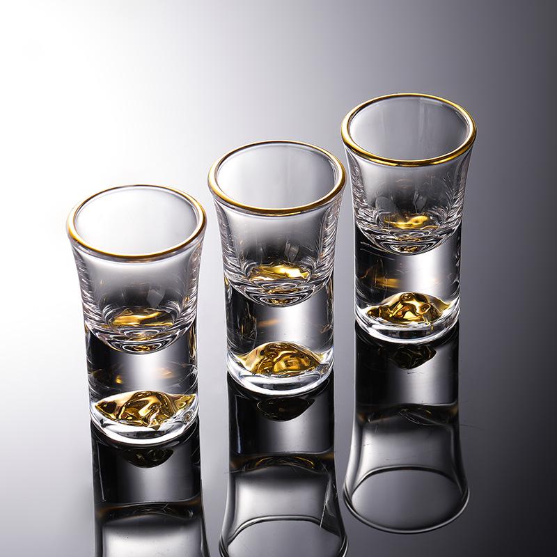 Gold Foil Shot Glass Set – Crystal White Wine Cups, Customizable with Logo