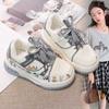 Versatile children's sneakers2026Spring new collection: cute cartoon graffiti casual sneakers for girls, featuring soft, cushioned soles and a