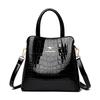 Women's Bag New Patent Leather Shoulder Bag Women's Middle Mother Bag Crocodile Pattern Handbag Women