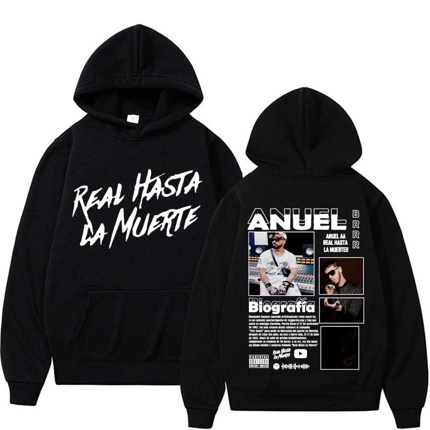Rapper Anuel AA Real Hasta La Muerte Hoodies Men Women Hip Hop Retro Style Sweatshirt Pullover Harajuku Fashion Oversized Hooded