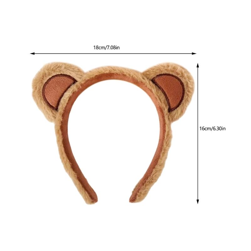 Soft Plush Bear Ear Headband Hair Band for Cosplay Costume Parties, Photo Booth Styling and Cute Stage Looks Daily