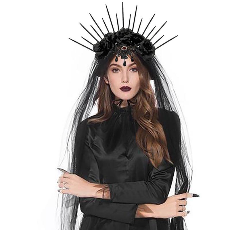 Crown Headband Durable Headband Clothing Accessories Black Veil High Quality Gauze One Size Fits All Halloween Decoration Cool
