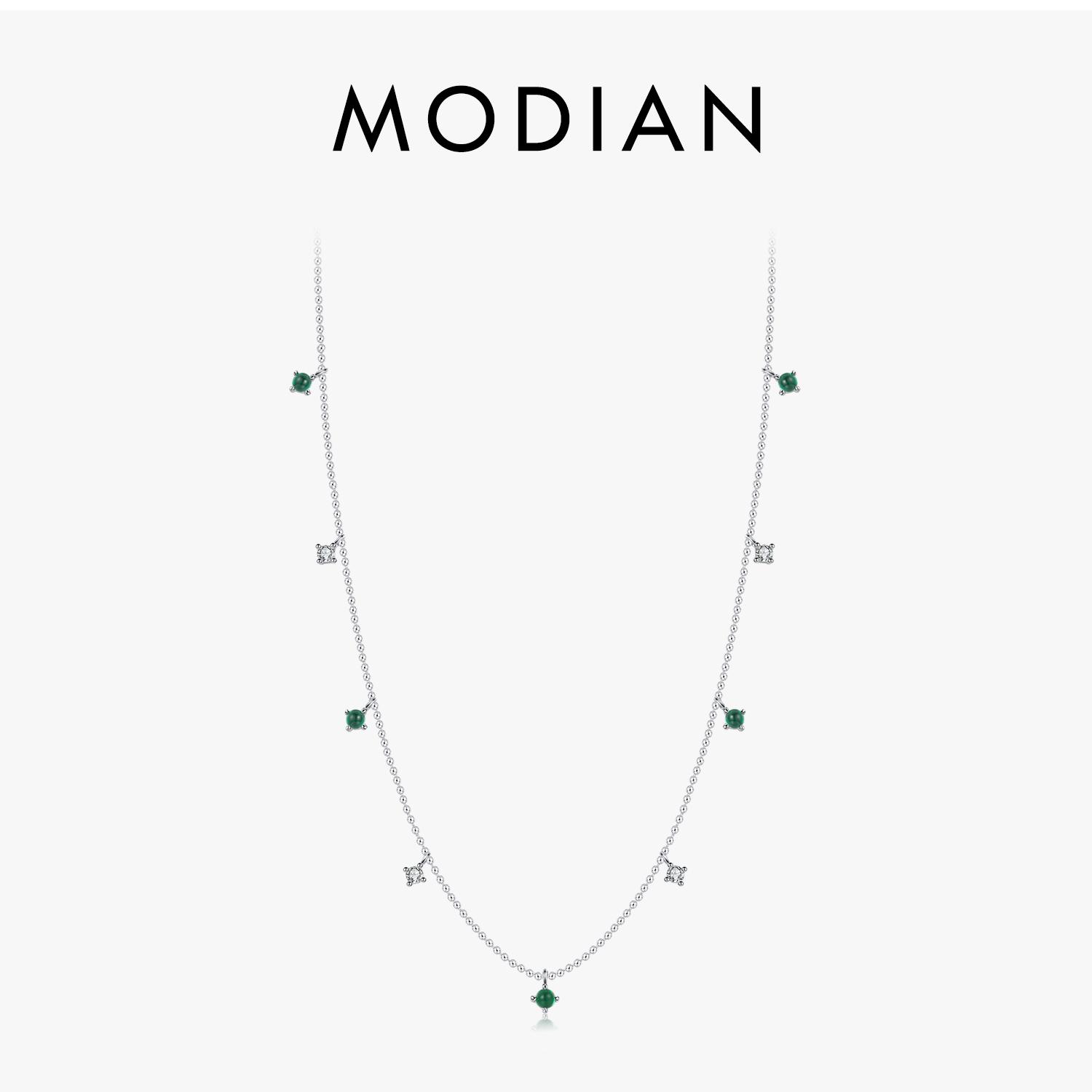 

Modian Real 925 Sterling Zilveren Charme Groene Cz Ronde Kleine Вешалка Ketting Trendy Schakelketting Voor Vrouwen Jubileum Sieraden Cadeau