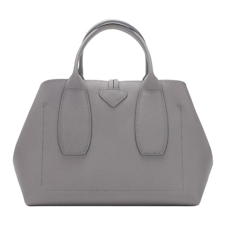 Longchamp Le Roseau 30 Solid Color Bamboo Buckle Leather Crossbody Tote Bag Medium Women Bags Dove-Gray 10058HPNP55
