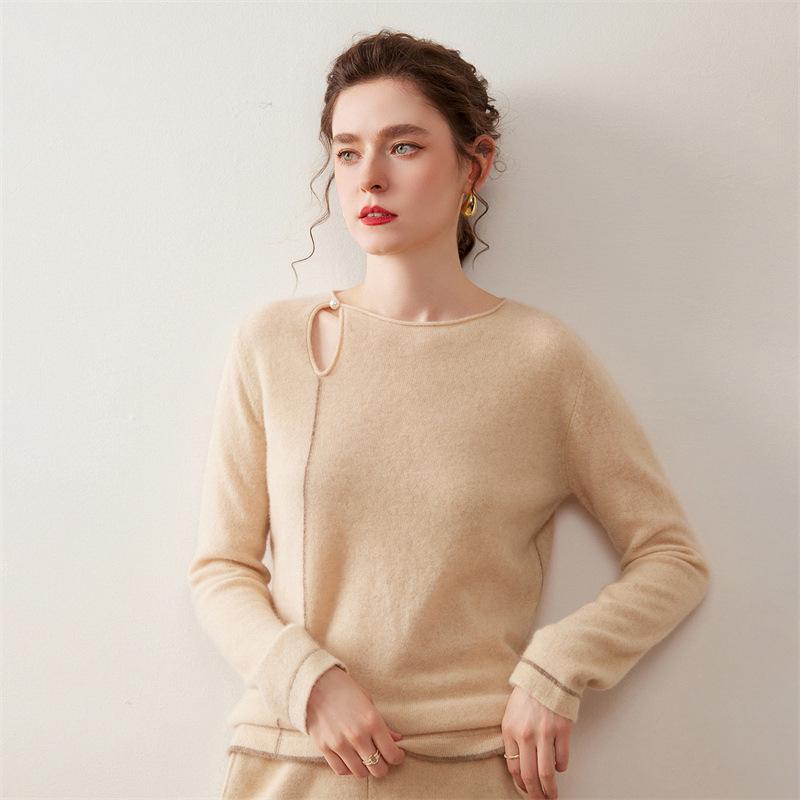 Women's Korean Style Cashmere Single-Button Pullover - Autumn/Winter Fashionable Knit Base Layer Sweater