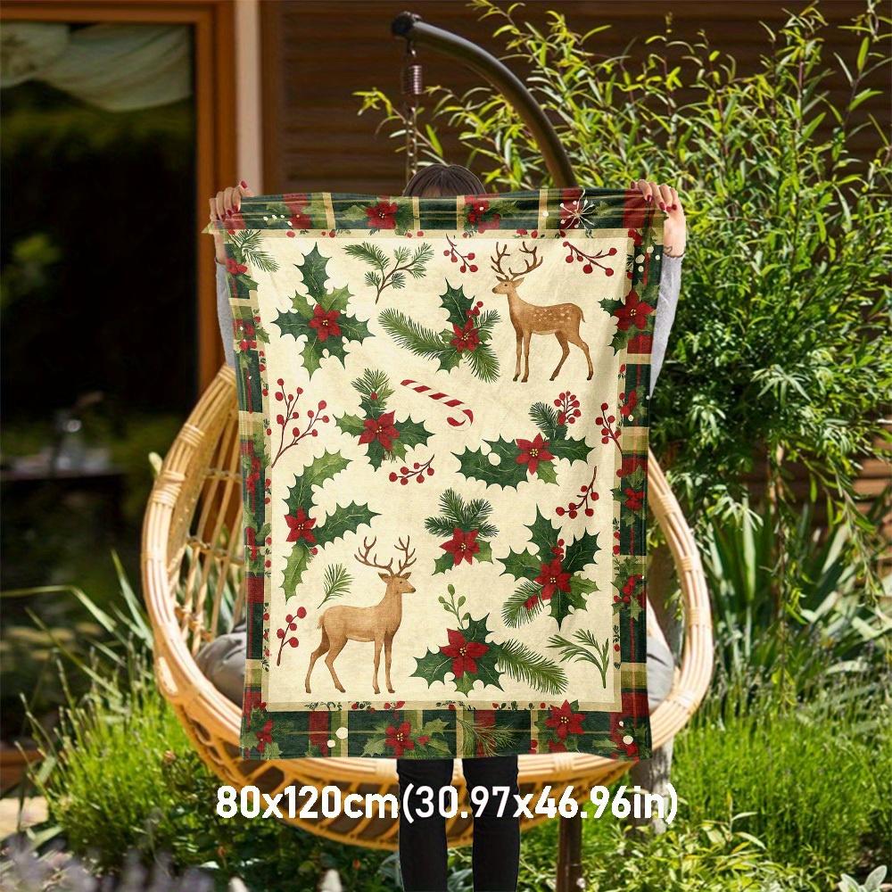 

1pc Christmas, Plaid Blanket for Sofa Bed Soft and Light Bedding Ideal for Picnics, All-Season Christmas Outdoor Decor Accessories-c0803027 80x120cm