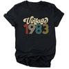 Camiseta De Aniversrio Vintage 1970 Feminina Top Grfico Preto Harajuku Festa De Aniversrio De Quarentena Streetwear Casual