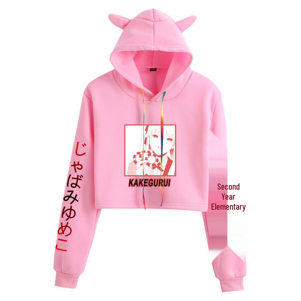 Kakegurui Cat Ear Anime Crop Top Hoodie for Women