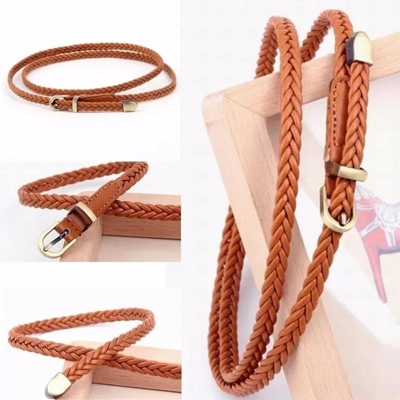 New 8 Colors Belt for Choose Casual Women Party Thin Pin Buckle Woven Braided Belt Waist Strap Waistband