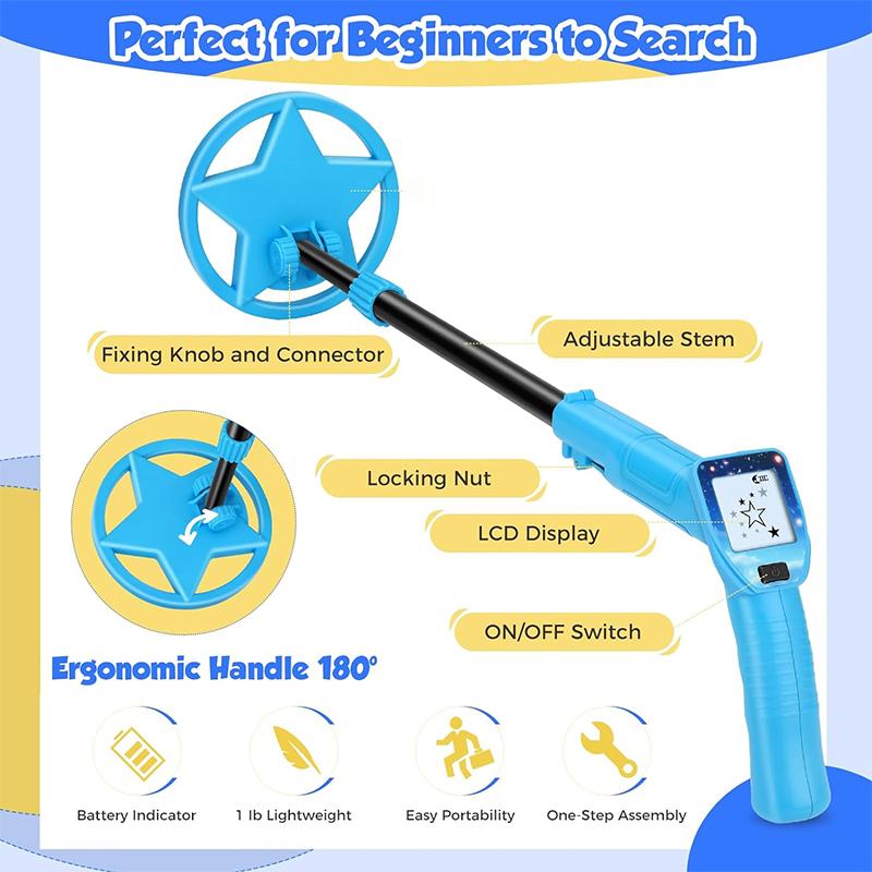 Children's Handheld Metal Detector MD1016 Gold Treasure Finder Gift for Kids under 18 Years Old No Battery Included