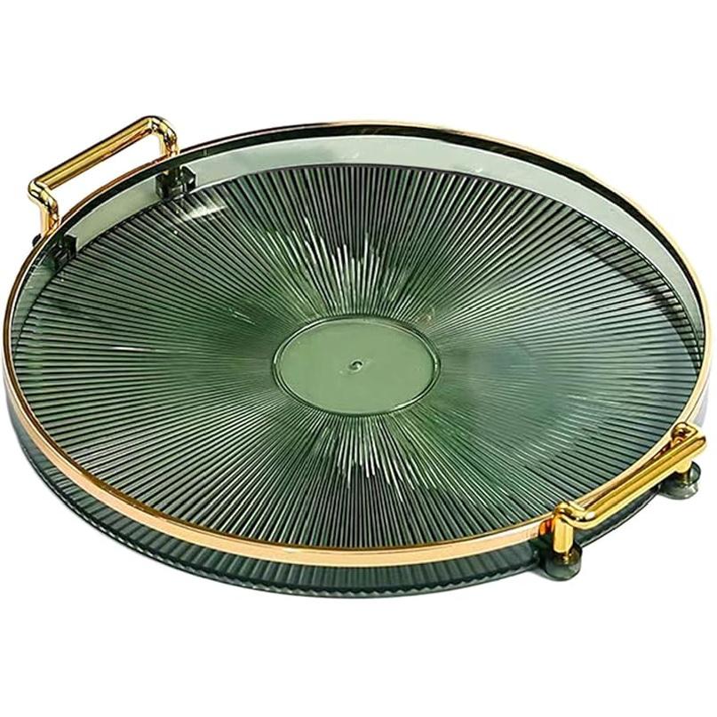 Generic Luxury Serving Tray, with Handles Cosmetic Perfume Makeup Display Multifunction Decorative Decorative Tray, Jewelry Tray for Living Room,