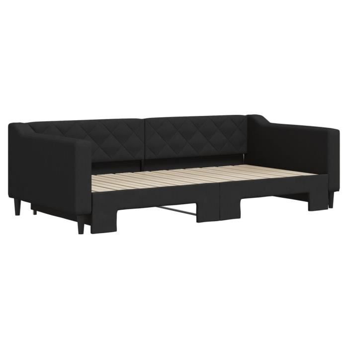 VidaXL Lit de jour avec lit gigogne noir 100x200 cm tissu 3197433