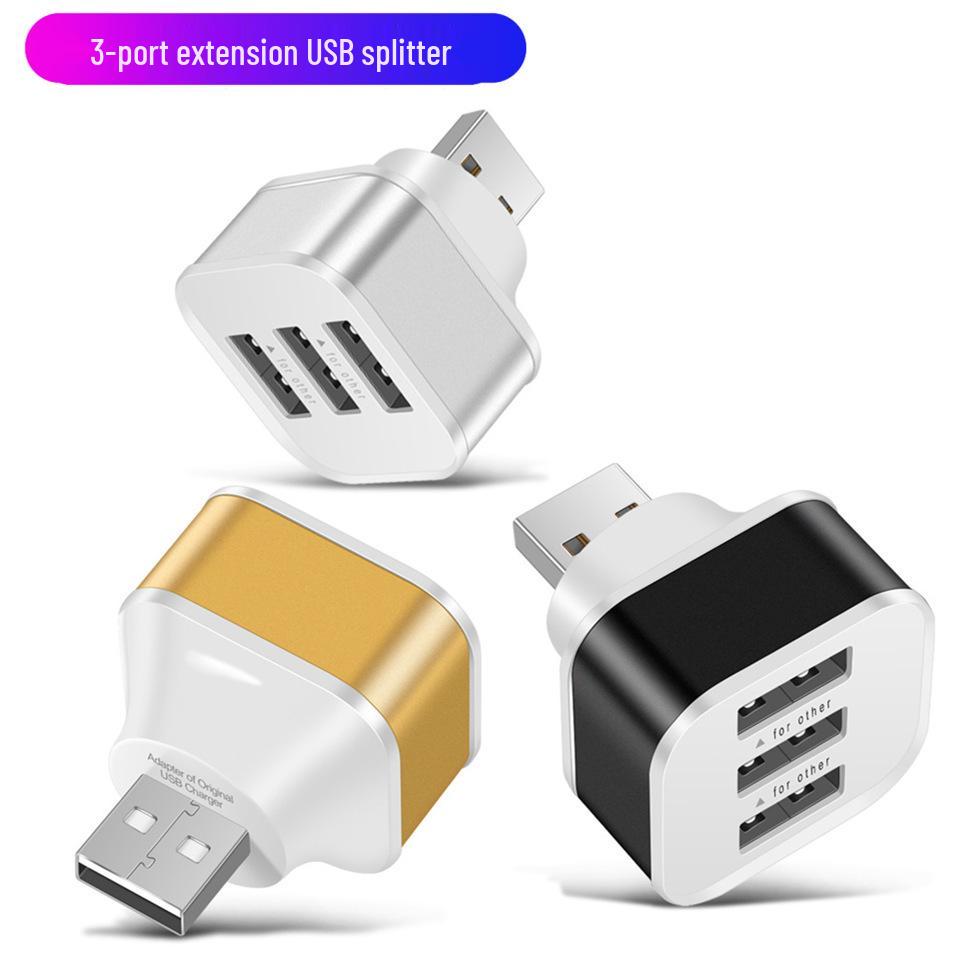 2.0 USB Hub Expander: 3-Port Splitter for Tablets золотой
