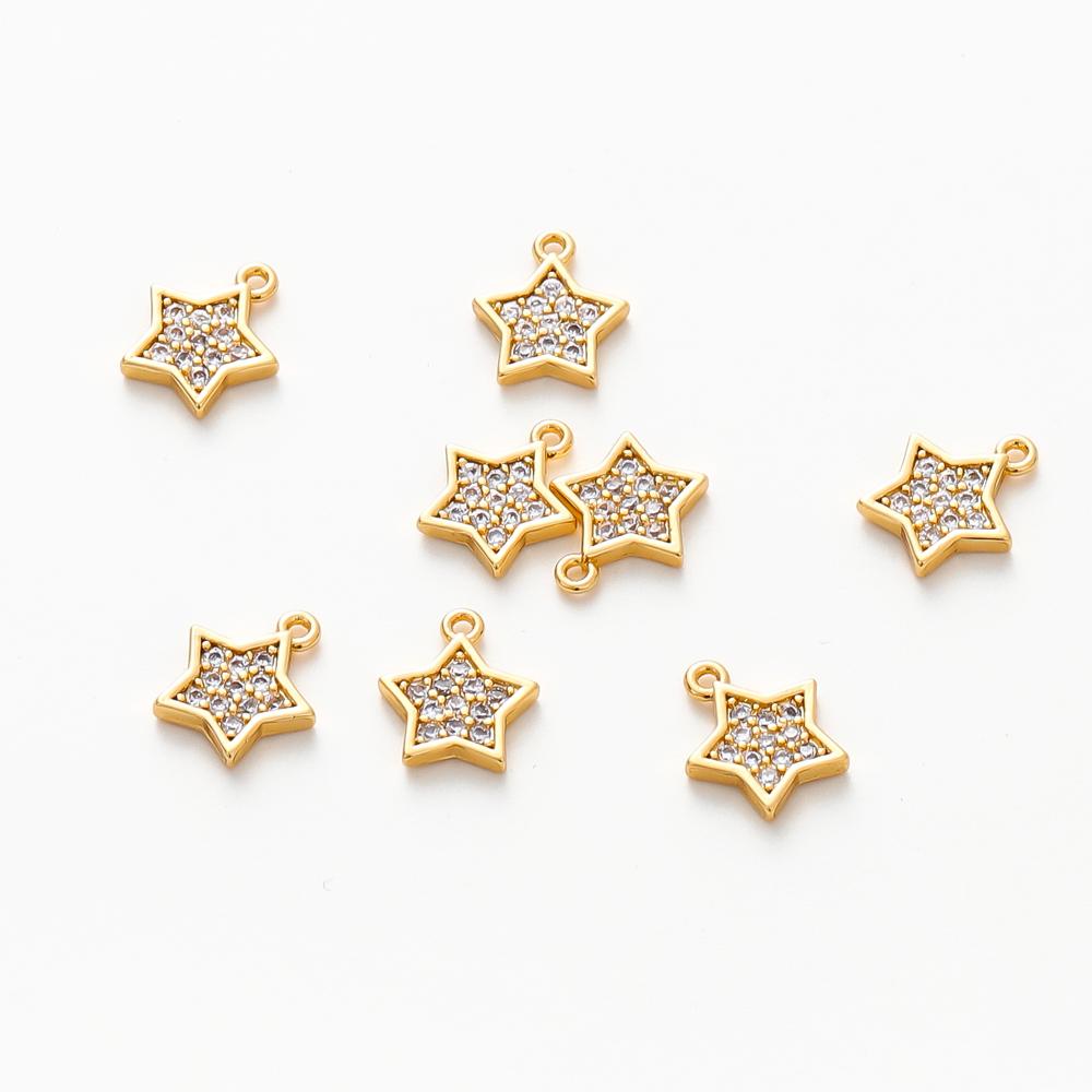 2/6pcs 18K Gold Color Plated Pentagram Star Charms Tail Chain Charms Handmade Earrings Bracelet Necklace DIY Jewelry Accessories