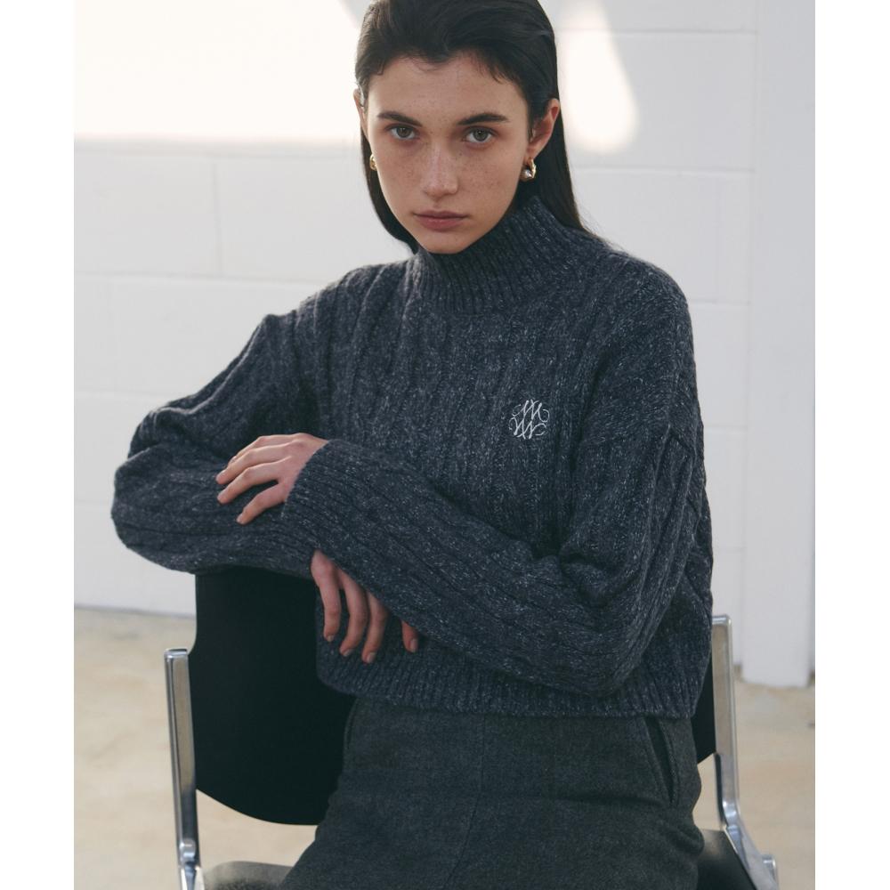 

NICKNICOLE NICOLE HALF NECK CROP KNITCHARCOAL