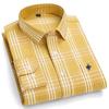 Pure Cotton Plaid skjorter for menn Logo langermet kvalitet formell forretningsmann skjorte