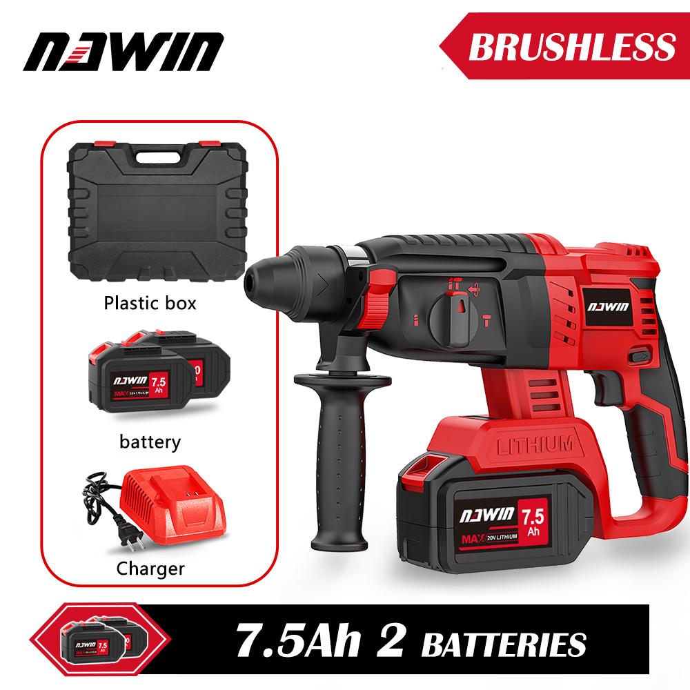 NAWIN 300N/M Cordless Rotary Hammer Brushless Copper Motor Rechargeable Hand-held Electric Tool Hammer Impact Drill