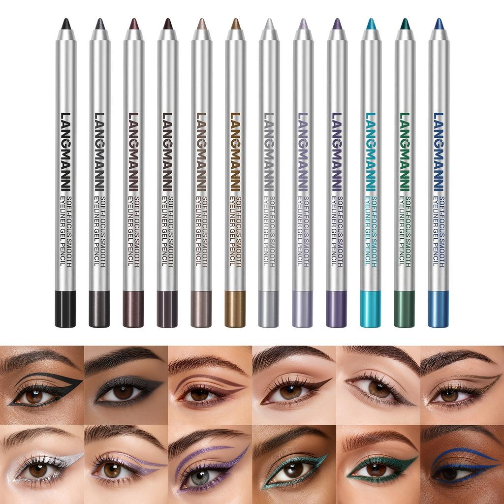 3Pcs Sharpenable Gel Eyeliner Pencil Smooth Matte Shimmer Smudgeproof Waterproof Eye Liner