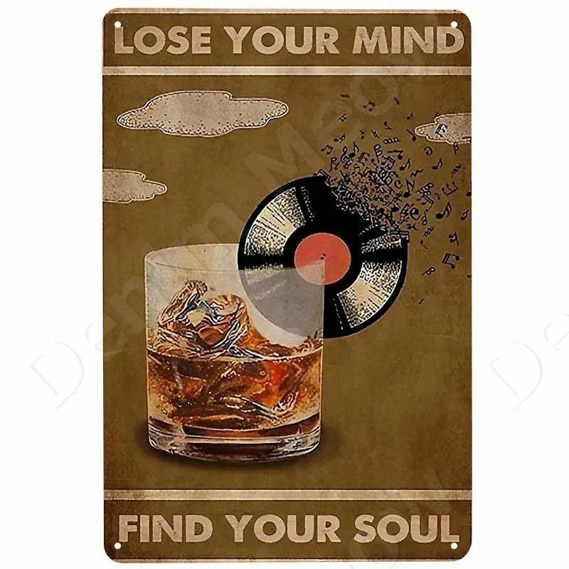 Vintage Rock Music Style Tin Painting for Bars Cafes Home Walls