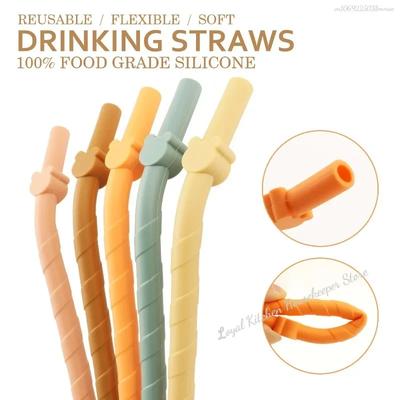 10/5/1Pcs Reusable Silicone Straws Set 15.5Cm Extra Long Flexible Straws Baby Feeding Straw Kitchen Bar Girl Cup Accessories
