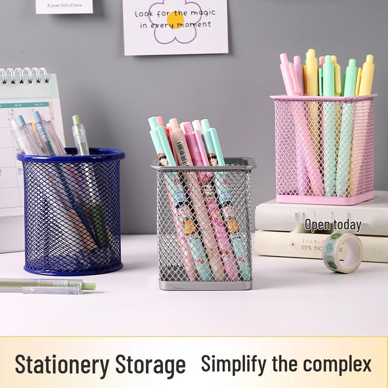 Multifunctional Metal Pen Holder – Stylish Iron Art Stationery Storage with High-End Appeal for Desk Organization