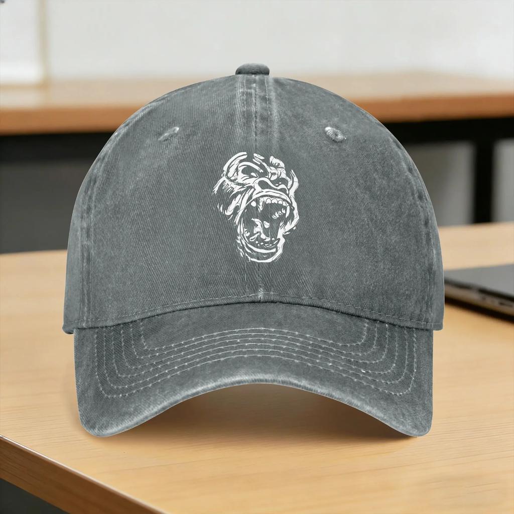 Angry Gorilla Silverback Washed Baseball Cap Casual Sun Trucker Hat Summer UnisexTeens Outdoor Sport Baseball Caps