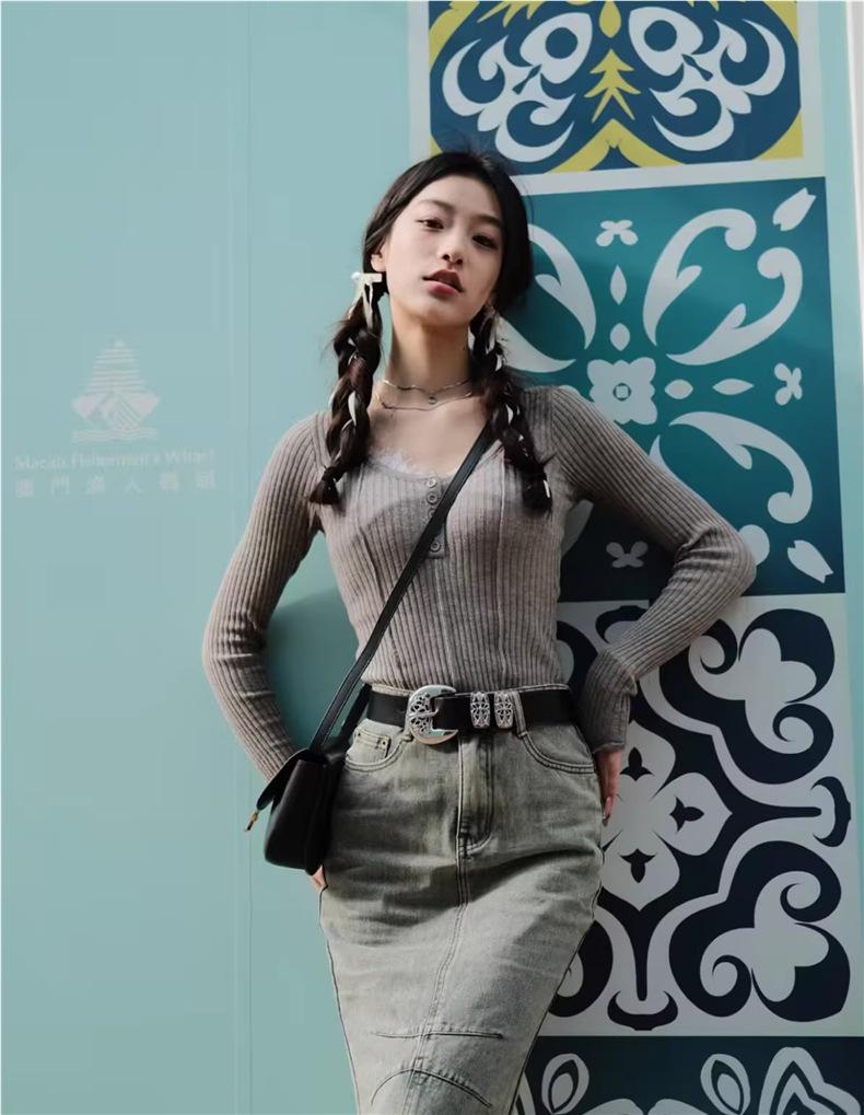 Women's White Leather Belt, Yu Shuxin Style - Versatile Metal Hollow Design for Hot Girl, Student, Jeans Outfits