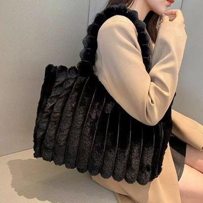 Bolsa de Ombro de Pelúcia Feminina Tote Fofa Bolsa Peluda Cor Sólida Presente de Inverno para Senhoras Tarefas Diárias Viagem Rua Deslocamento Encontro