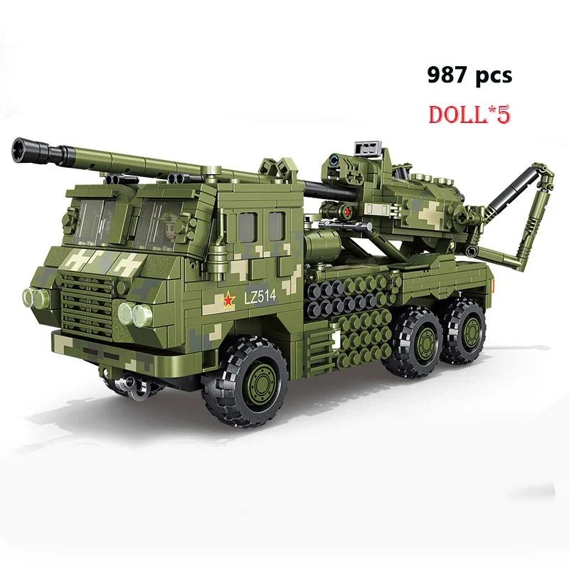 

Military Main Battle Tank Building Blocks 100 Missile Vehicles Durian Gun Vehicles Shadow Body Drones Bricks Toy for Kids Boys