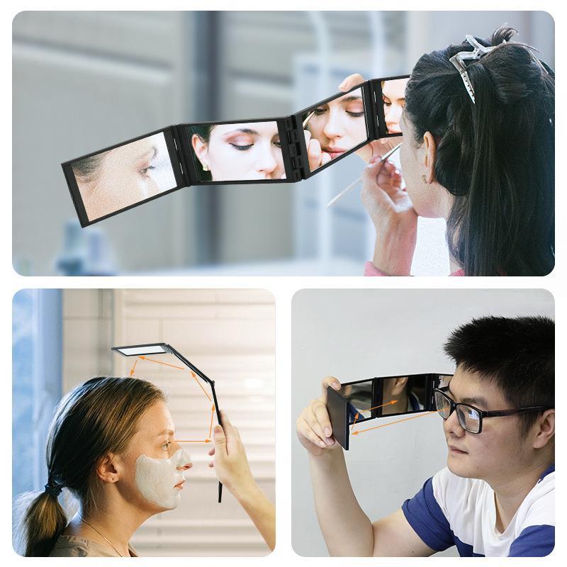 Four-Fold Portable Makeup Mirror: DIY Multi-Angle Folding Mirror for Easy Carrying