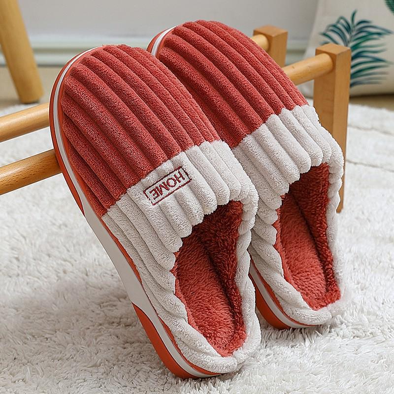 Warm Plush Non-Slip Slippers for Men & Women - Thick Sole Indoor Cotton Footwear for Fall & Winter