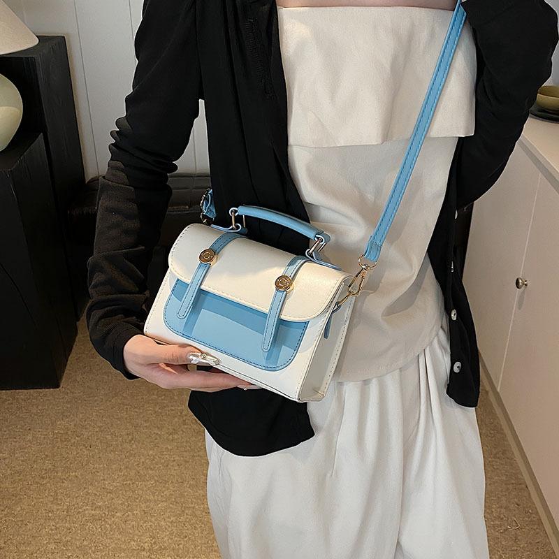 Fashionable Texture Simple New Trendy Casual British Style Commuting One-shoulder Crossbody Contrasting Color Handbag for Women