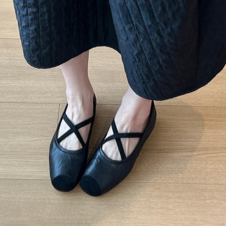 

Blue Cabinet~ Retro French soft-soled single shoes women s flat-soled ballet shoes shallow mouth evening shoes cross-strap Mary Jane shoes 35 чёрный