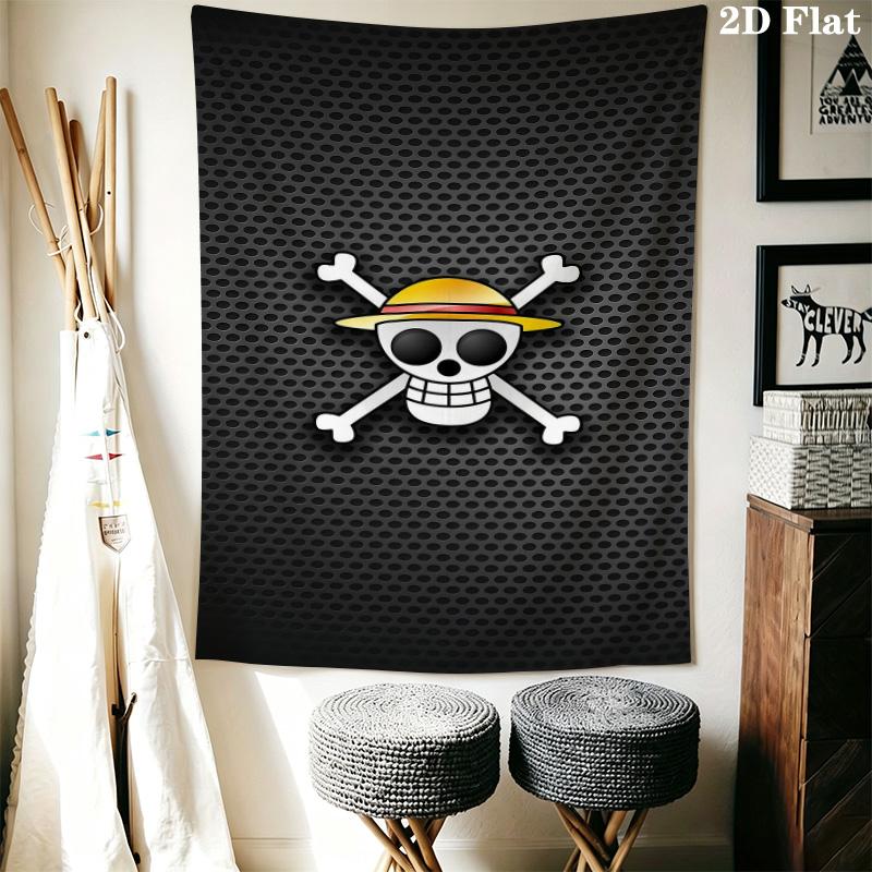 One Piece Straw Hat Pirates Wall Tapestry Aesthetic Wall Hanging Printed Fabric Blanket Decorative Tapestries For Bedroom Living Room Home Decor