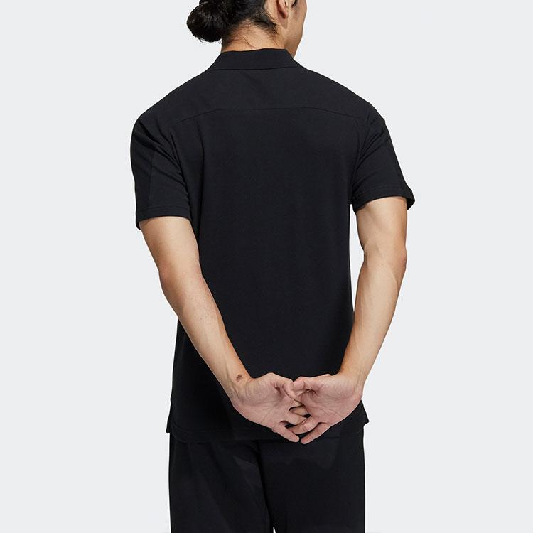 Adidas Wuji Series Logo Solid Short Sleeve Polo Shirt Men Tops Black GP0825