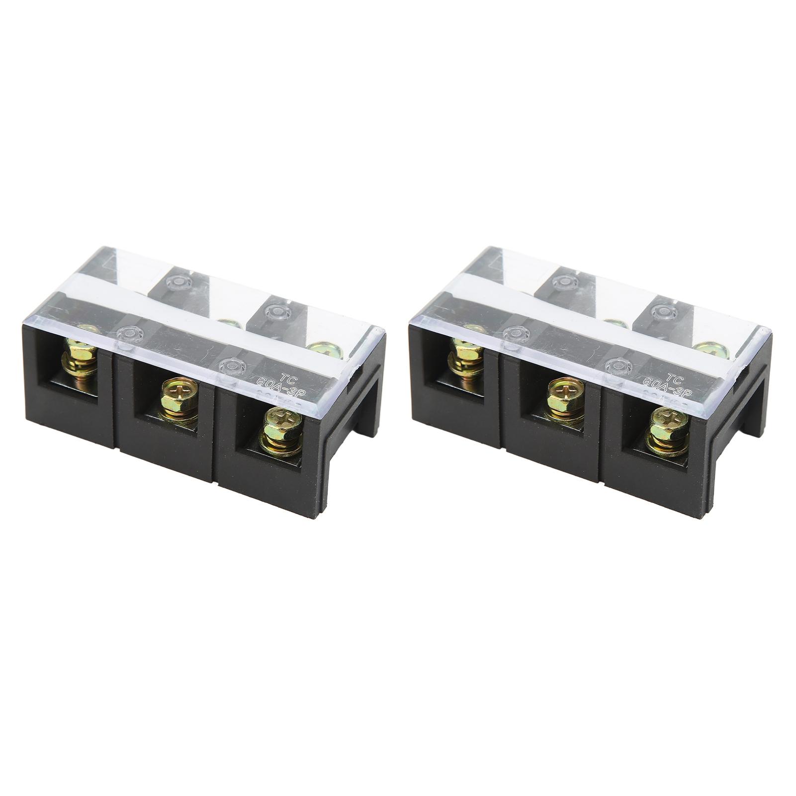 

2 Pcs Terminal Block Dual Rows 60A 600V Compact Terminal Block Barrier Strip with PC Shell for Power Distribution