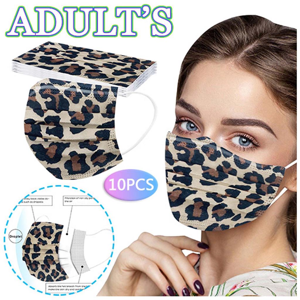 Adult Three-Layer Disposable Dust-Proof Protective Leopard Print Mask