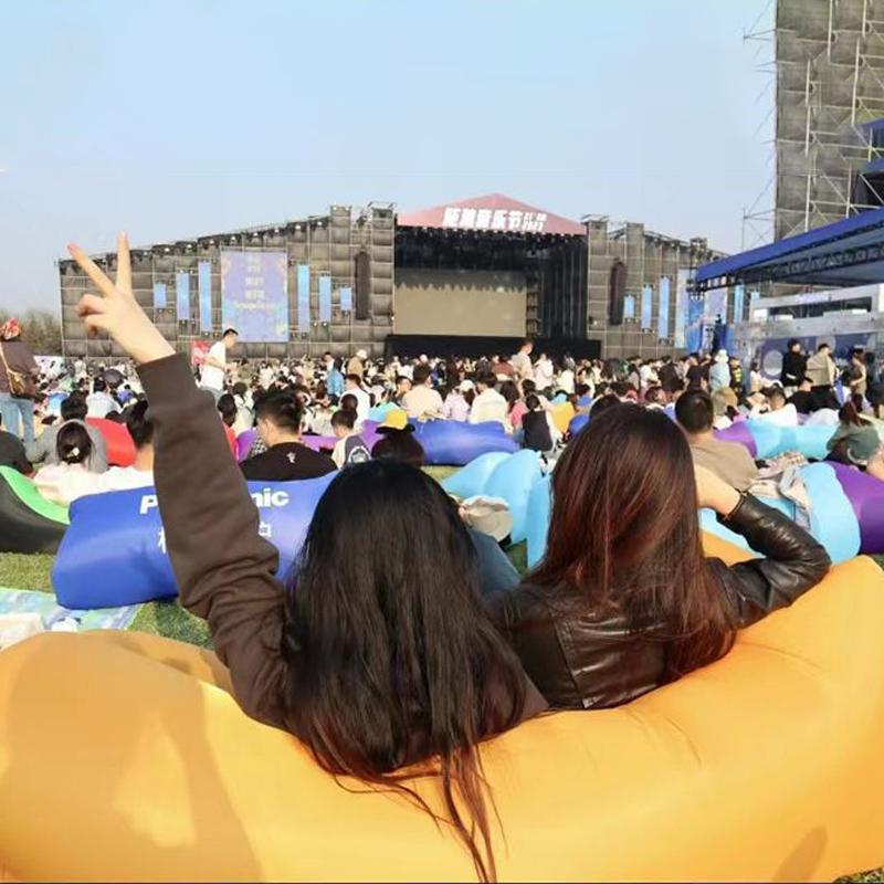 Inflatable Banana Bed Folding Sofa Pillow For Beach Air Bed Portable Outdoor Camping Air Cushion Sleeping Bed With Pillow