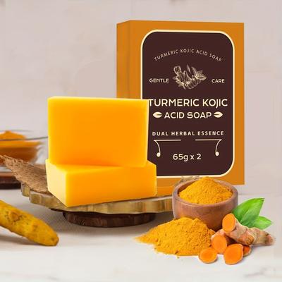 2 Pieces of Turmeric-glow Soap, Rich In Collagen, Hyaluronic Acid, and Vitamins, Fades Dark Spots, Free of Parabens, Suitable for All Skin Types