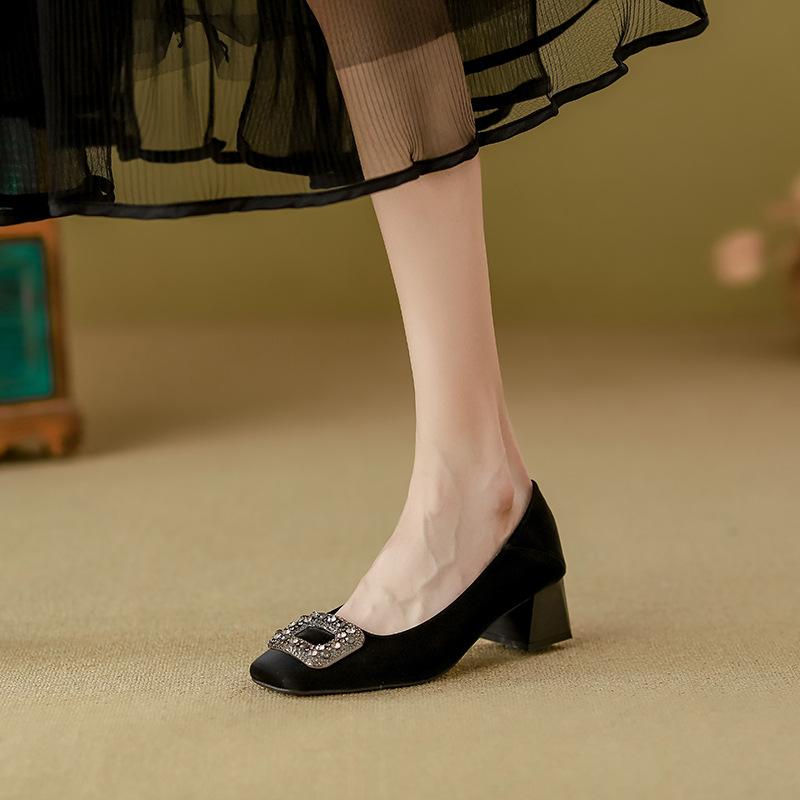 

Версия из овчины~ Туфли на высоком каблуке для женщин, из высококачественной кожи, с мягкой подошвой, не утомляющие ноги, с характером, туфли-лодочки, профессио 35