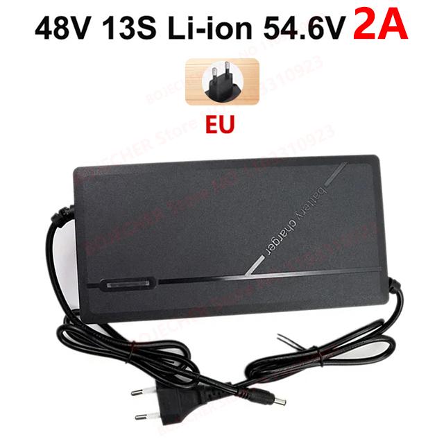 36V 48V Charger 2A 5A 10S 13S Lithium-ion Battery Pack Charger 42V 54.6V 5A Intelligent Fast Charging EU Plug With Cooling Fan