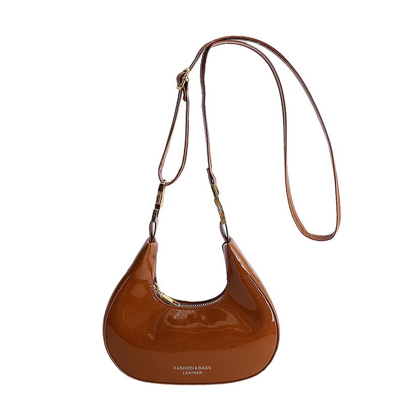 Taška s měsícem Vintage Minimalistická Lesklá Jednoramenná Taška Ins Styl Chic Univerzální Dámská Crossbody Kabelka KTB