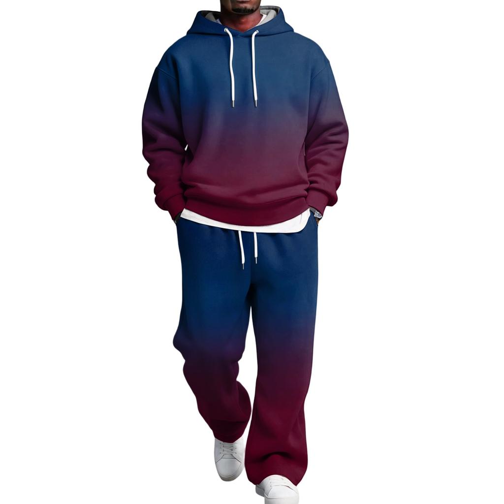 Set da uomo a 2 pezzi con felpa e pantaloni cargo con elastico in vita per abbigliamento casual