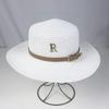 Women's Summer French Retro Straw Hat with Rhinestone 'R'